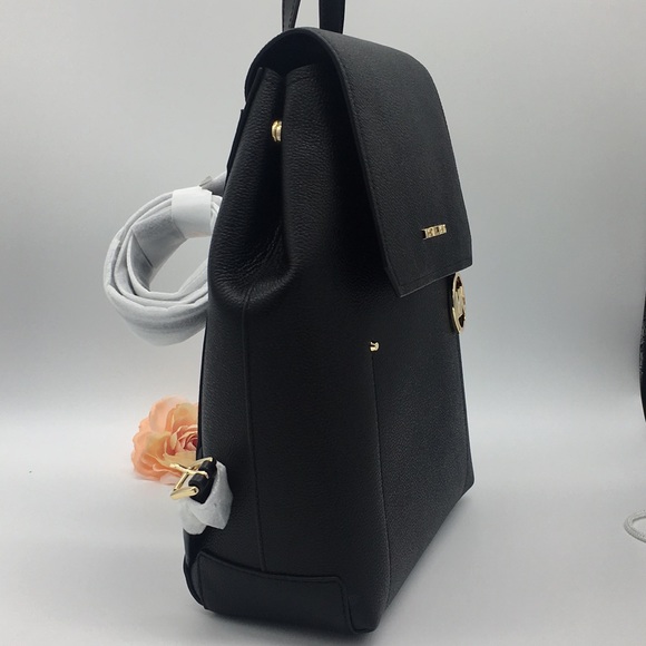 MICHAEL KORS HAYES MEDIUM BACKPACK BLACK LEATHER - Picture 8 of 16